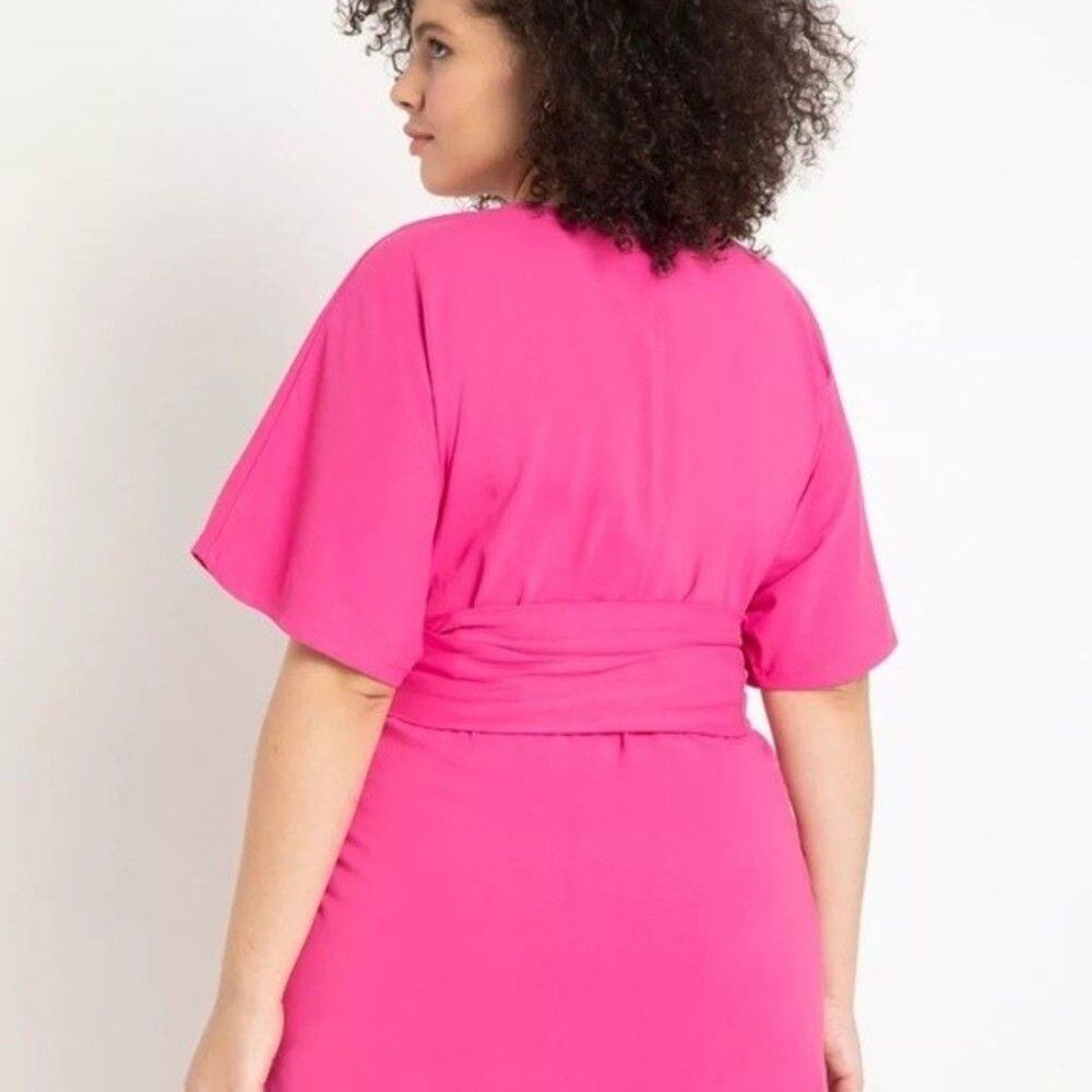 Eloquii Pink Cross Front Flutter Sleeve Dress Siz… - image 3